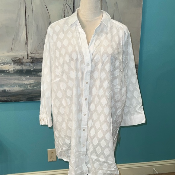 NWT Allison Daley White Button Down Blouse, 20W - Picture 1 of 9